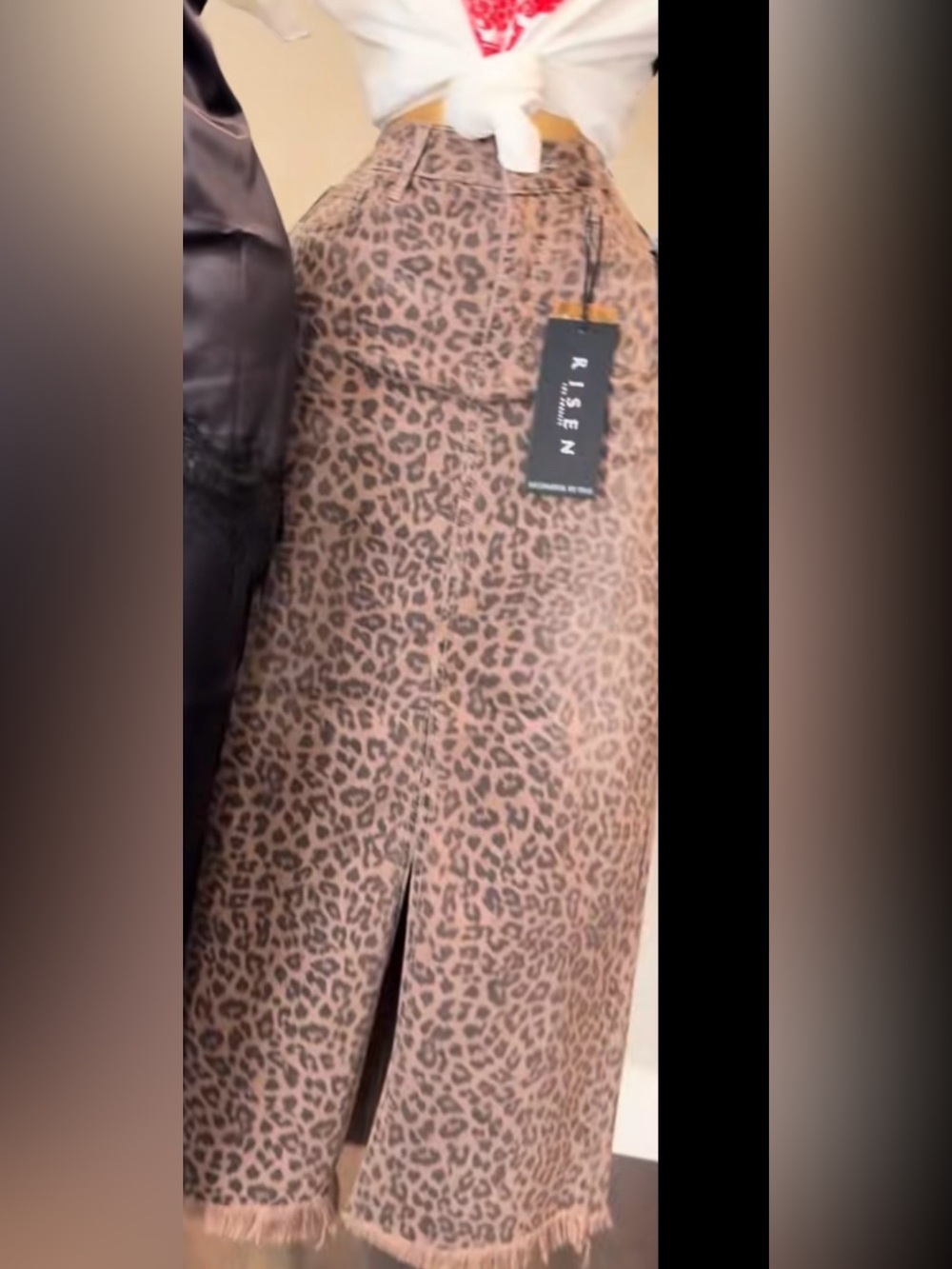 Leopard Print Midi Skirt in Brown
